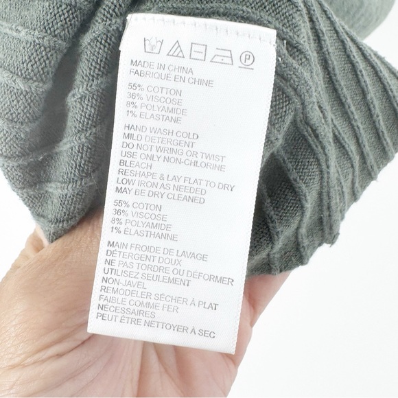 ✅ Free People Mod Faux Wrap Mini Skirt Moss Green Lightweight Sweater Size LG - Picture 4 of 7